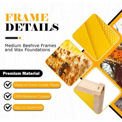 10-Frame Bees Hives and Complete Starter Kit, Bee Hives Boxes Includes 2 Deep Bees Box 2 Medium Bee Hive Box with Beehive Frames
