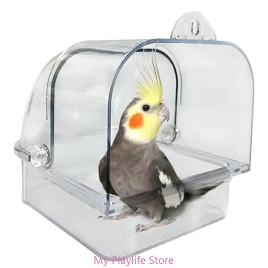 Hanging Bird Bath Tub for Parakeets Bird Cage Bathing Basin Clear Shower Room for Small Birds Birdcage Decoration
