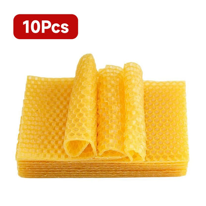 10Pcs Bee Wax Foundations Yellow Honeycomb Foundation Bee Hive Wax Frames Beekeeping Beeswax Nest Base Honeycomb Sheet 13.2x9cm