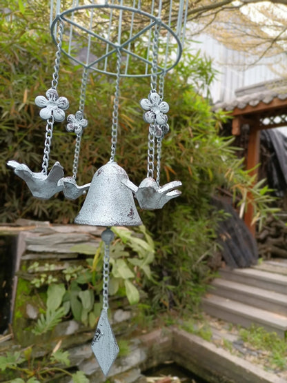Bird Cage Style Outdoor Wind Chime Cast Iron Birdhouse Garden Bell Décoration De Jardin Carillon à Vent Japonais 윈드벨