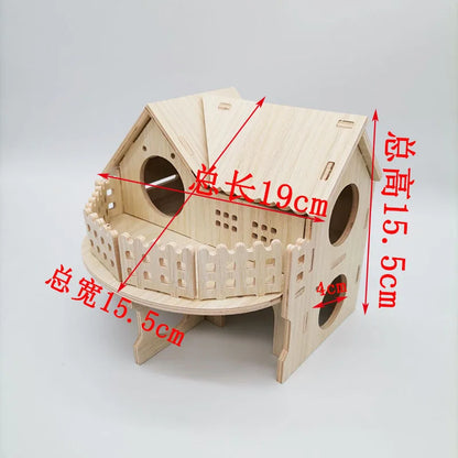 Hamster House DIY Hamster Wooden Gerbil Hideout House Canary Seesaw Pet Sport Wheel Exercise Toy Small Animal Toys