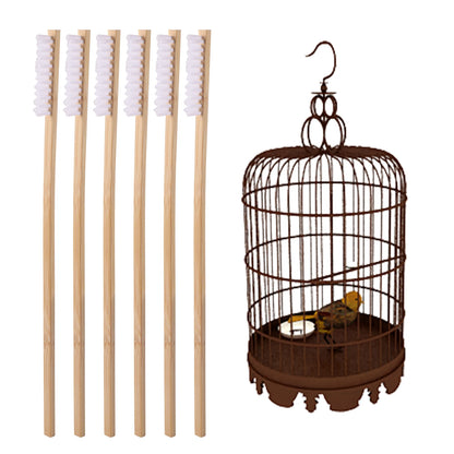 2 Pcs Bird Cage Cleaning Brush Long Wooden Handle Multi-function Bird Cleaning Supplies Durable Suitable For Parrot Cage Brush