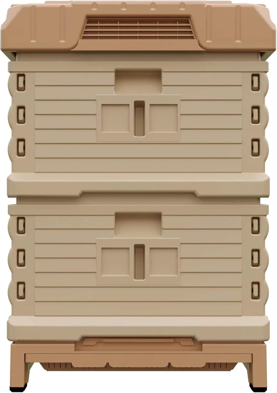 Insulated Bee Hive Set [NO Frames Included] (Double Deep, Tan Body Yellow Entrance)