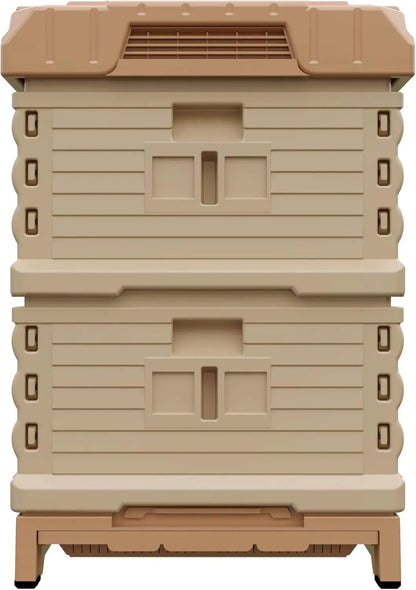 Insulated Bee Hive Set [NO Frames Included] (Double Deep, Tan Body Yellow Entrance)