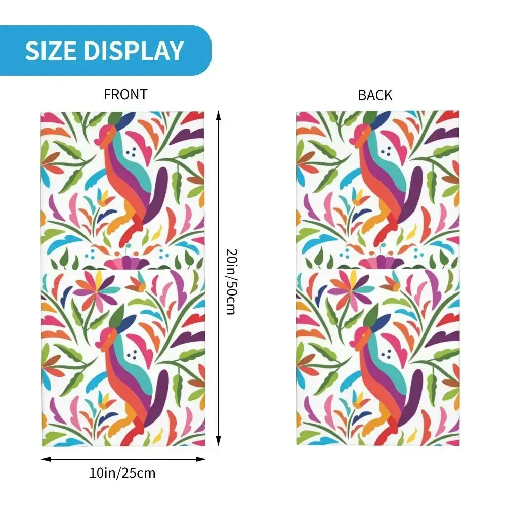 Fashion Mexican Otomi Birds Texture Neck Gaiter Men Women UV Protection Winter Folk Floral Art Bandana Scarf for Ski