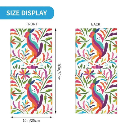 Fashion Mexican Otomi Birds Texture Neck Gaiter Men Women UV Protection Winter Folk Floral Art Bandana Scarf for Ski