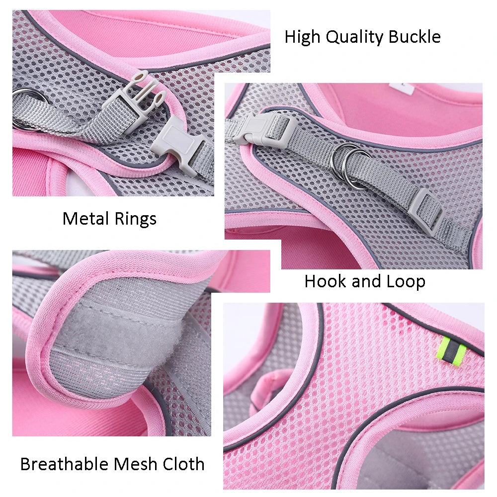 Adjustable Cat Dog Harness Leash Set