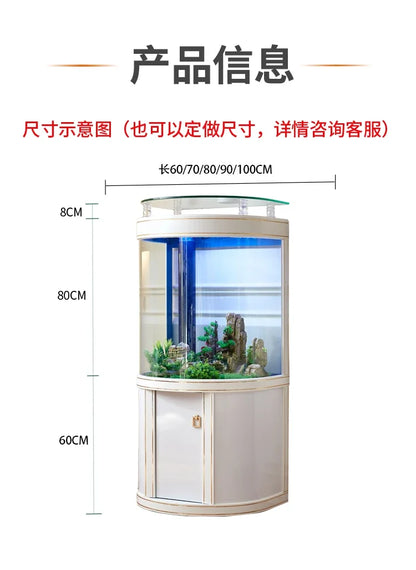 Light Luxury Fish Tank Living Room Home Family TV Cabinet Side Semicircle Bottom Filter Glass Aquarium Ecology