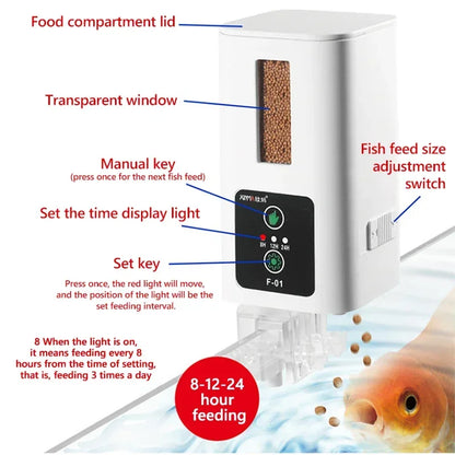 400ml Aquarium Automatische Feeder Aquarium Intelligente Timing High-capacity Fish Feeder Big Fish Feeder  turtle feeding trough