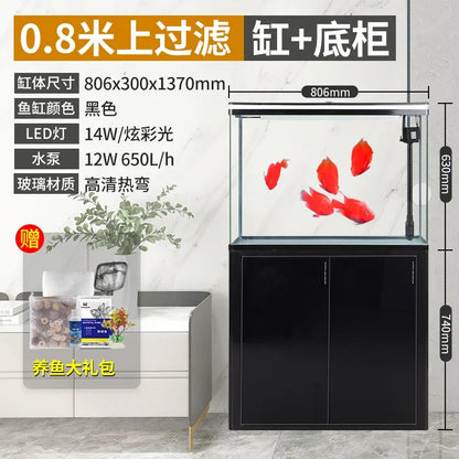 XL fish tank medium bottom filter goldfish tank household floor glass ecological large fish tank