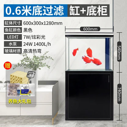 XL fish tank medium bottom filter goldfish tank household floor glass ecological large fish tank