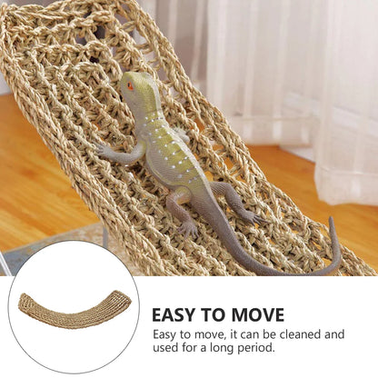 Small Parrot Lizard Hammock Pet Bearded Dragon Tank Accessories Seaweed Geckos Woven Mat