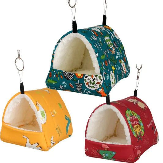 Autumn Winter Parrot Nest House Comfortable Hammock Hanging Cage Plush Thickened Sleeping Bed Cave For Bird Pet Accessories