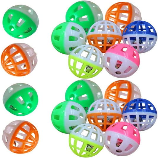 Stimulating and Engaging Interactive Jingle Play Balls for Pet Cats - 18-Piece Set in Random Colors. Fun Toy to Keep Your Furry