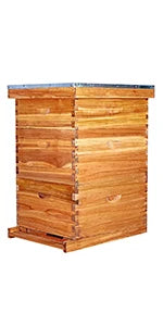 Starter Kit 10-Frame Bee Boxes and Frames Starter Kit Wax Coated Bee Hives and Supplies Starter Kit Including Beekeeping Tools K