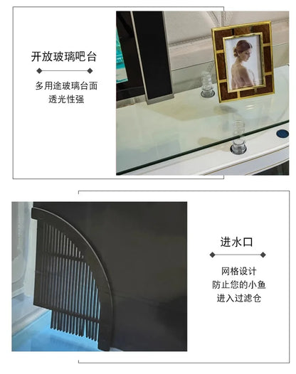 ZK Super White Fish Tank Aquarium Living Room Floor Home Partition Screen Bottom Filter Fish Tank