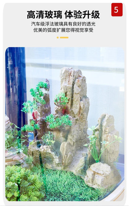 Light Luxury Fish Tank Living Room Home Family TV Cabinet Side Semicircle Bottom Filter Glass Aquarium Ecology