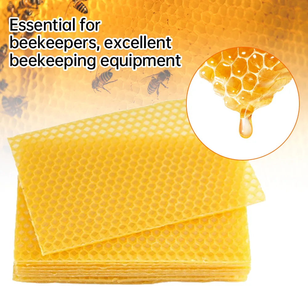 10Pcs Bee Wax Foundations Yellow Honeycomb Foundation Bee Hive Wax Frames Beekeeping Beeswax Nest Base Honeycomb Sheet 13.2x9cm