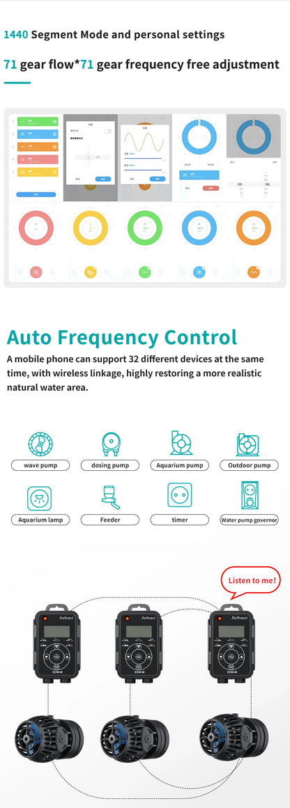 Jebao Jecod New EOW Aquarium Wave Maker Water Pump Filter 12V 24V Fountain Pump Fish Tank WIFI Ultra Quiet Frequency Smart Pump