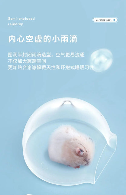 Hamster Nest Water Drop Ceramic Sleeping Nest Cooling House Small Igloo Rabbit Summer Supplies