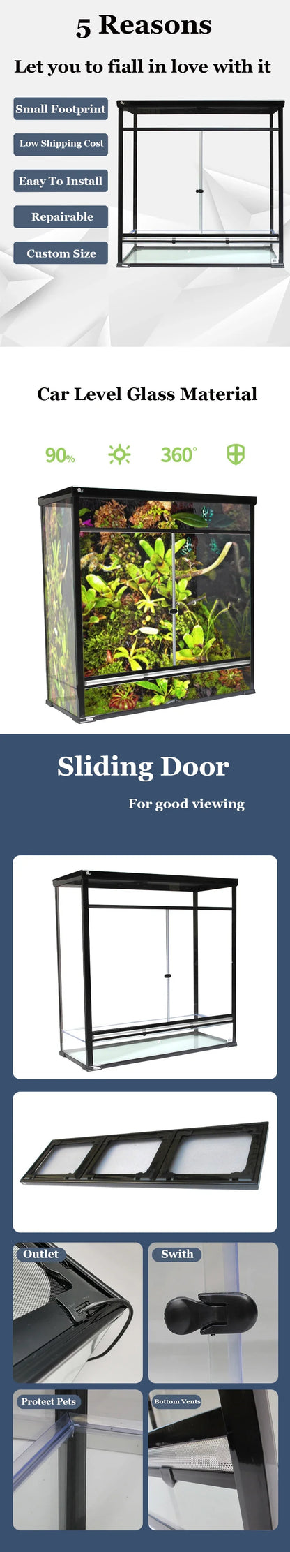60 45 60cm Large Size Reptile Enclosures Chameleon Cage Bearded Dragon Terrarium Reptile Feeding Tank On Sale