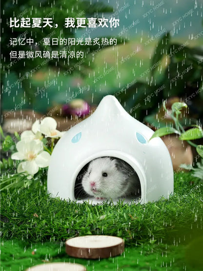 Hamster Nest Water Drop Ceramic Sleeping Nest Cooling House Small Igloo Rabbit Summer Supplies