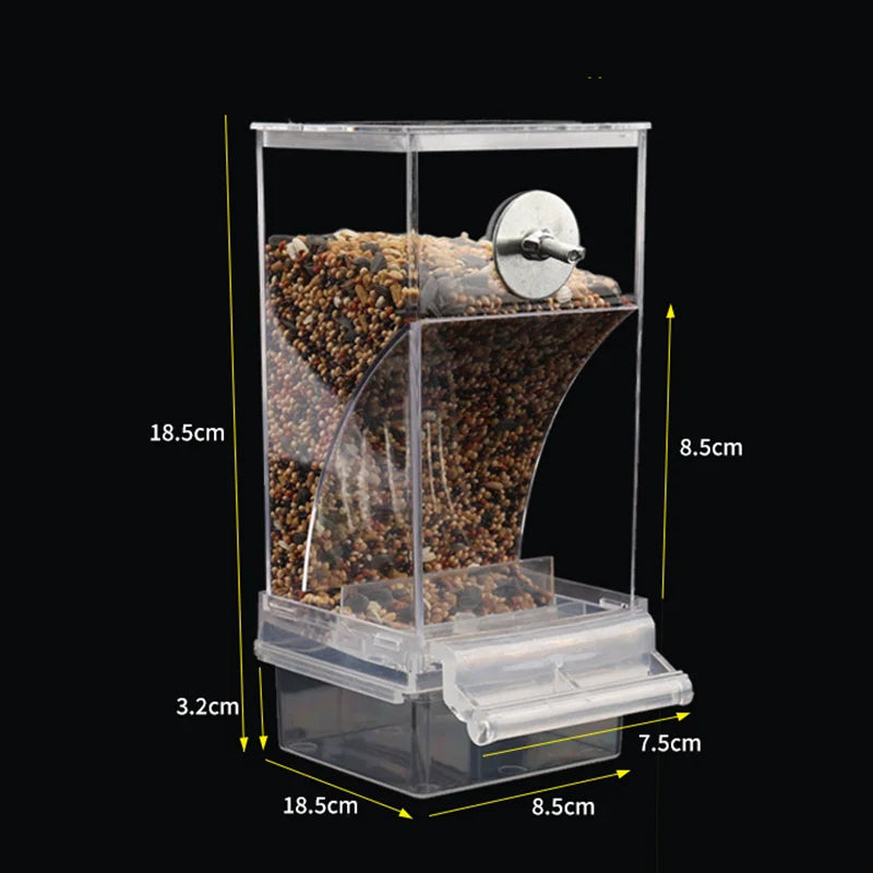 No Mess Bird Feeders Automatic Parrot Feeder Drinker Acrylic Seed Food Container Cage Accessories For Small And Medium Parakeets