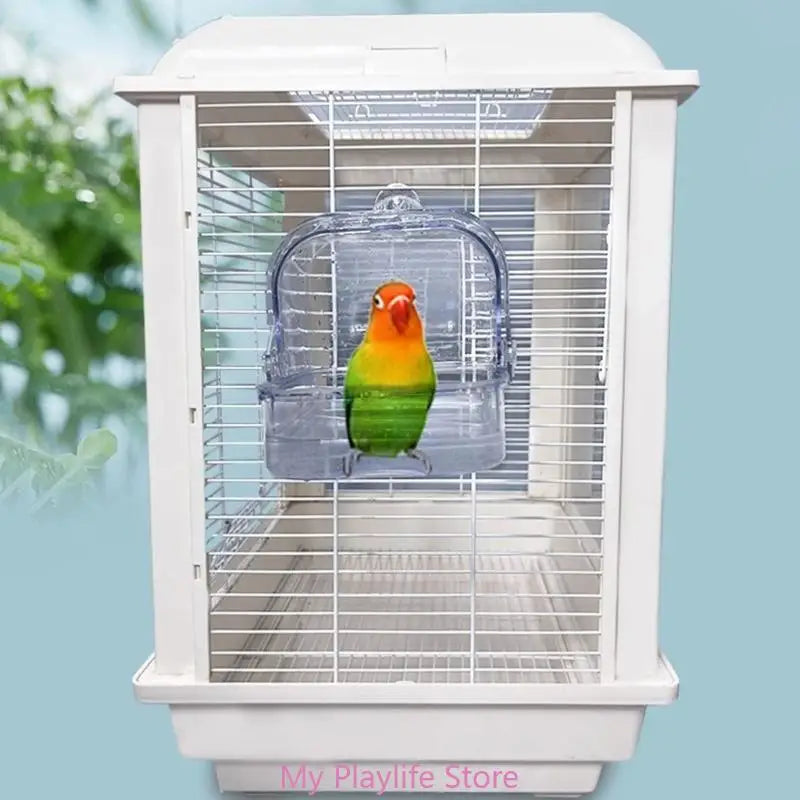 Hanging Bird Bath Tub for Parakeets Bird Cage Bathing Basin Clear Shower Room for Small Birds Birdcage Decoration