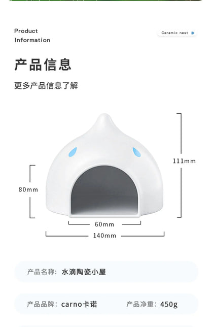 Hamster Nest Water Drop Ceramic Sleeping Nest Cooling House Small Igloo Rabbit Summer Supplies
