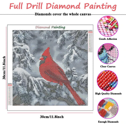 Birds Cardinal On Branch New Arrivals Diamond Paintings Snowy Tree Scenery Full Rhinestones Crafts Supplies Adults Home Decor