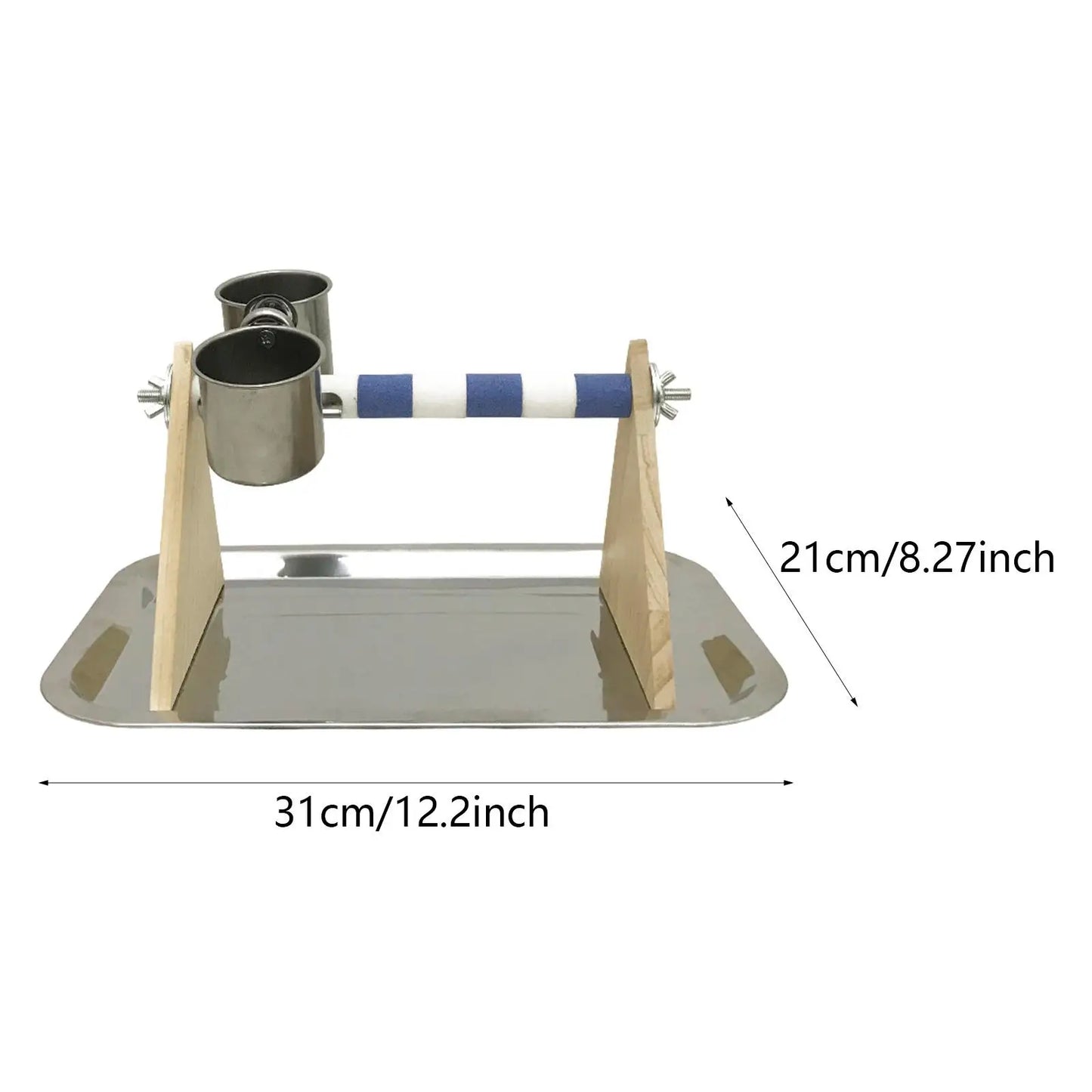 Bird Parrot Playstand Stainless Steel Bowl Birdcage Accessories Desktop Toys for Budgie Macaw Parakeets Finches Cockatiels
