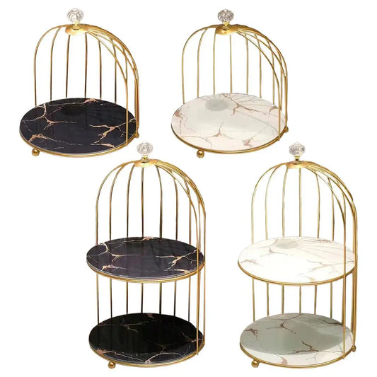 Nordic Metallic Bars Make up Bird Cage Storage Cosmetic Desk Stand Shelf Art