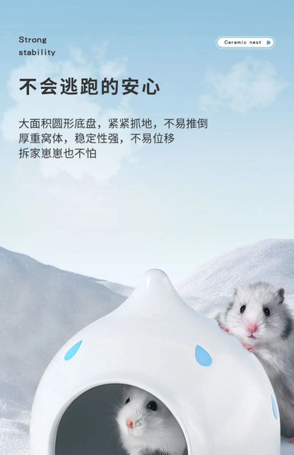 Hamster Nest Water Drop Ceramic Sleeping Nest Cooling House Small Igloo Rabbit Summer Supplies