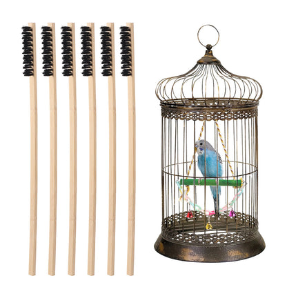 2 Pcs Bird Cage Cleaning Brush Long Wooden Handle Multi-function Bird Cleaning Supplies Durable Suitable For Parrot Cage Brush
