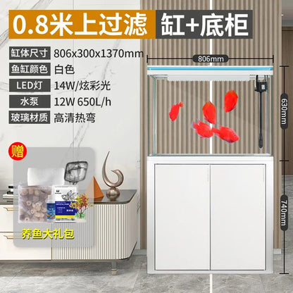 XL fish tank medium bottom filter goldfish tank household floor glass ecological large fish tank