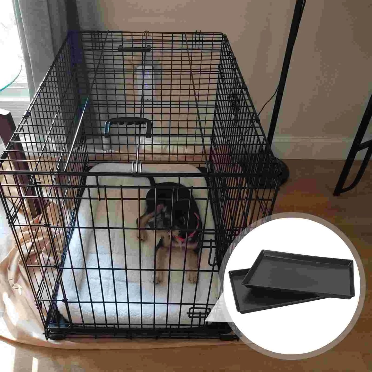 Bird Cage Parakeet Tray for Replace Dog Crate Pan Black Plastic Cat Litter Trays