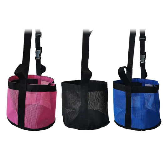Horse Feed Bag, Mesh Horse Feeding Hays Bag Hays Bucket with Adjustable Strap