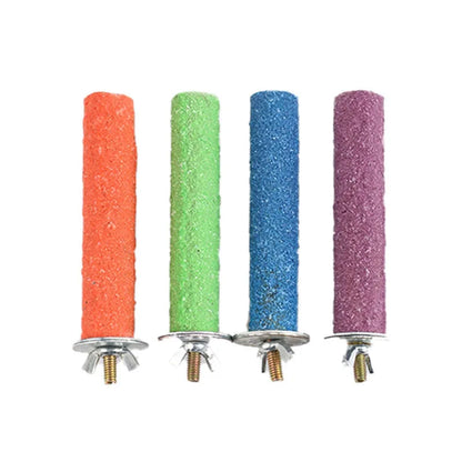 Colored Quartz Sand Pet Parrot Raw Wood Fork Tree Branch Stand Rack Squirrel Bird Hamster Branch Perches Chew Bite Toys Stick