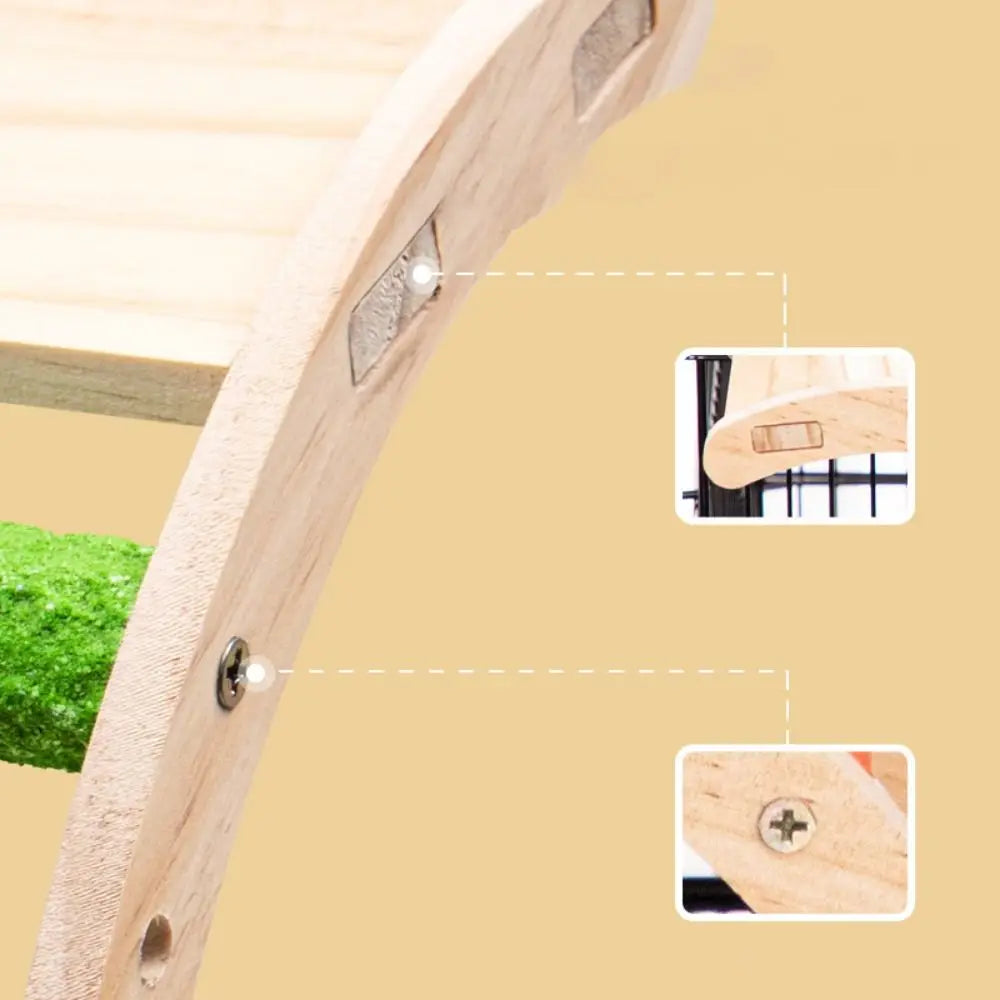 Bite Resistant Bird Climbing Ladder Wear Resistant with Non-slip Platform Wood Birds Perch Stand Colorful Bird Cage Ladder