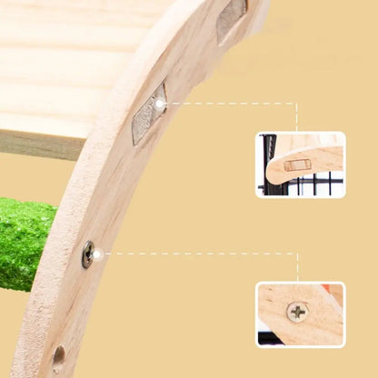 Bite Resistant Bird Climbing Ladder Wear Resistant with Non-slip Platform Wood Birds Perch Stand Colorful Bird Cage Ladder