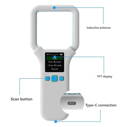 Animal RFID Reader 134.2Khz/125Khz Pet ID Scanner Animal Tag Reader Bluetooth Handheld Mini Scanner for Dog Cat