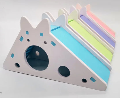 Bird Slide Toy Hamster Hideout House Parrot Cage Accessories Guinea Pig Wooden Cave Slide with Stairs Toy Small Animals Supplies