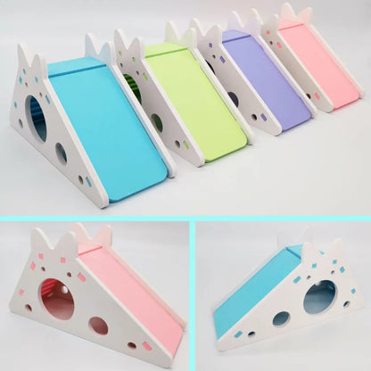 Bird Slide Toy Hamster Hideout House Parrot Cage Accessories Guinea Pig Wooden Cave Slide with Stairs Toy Small Animals Supplies