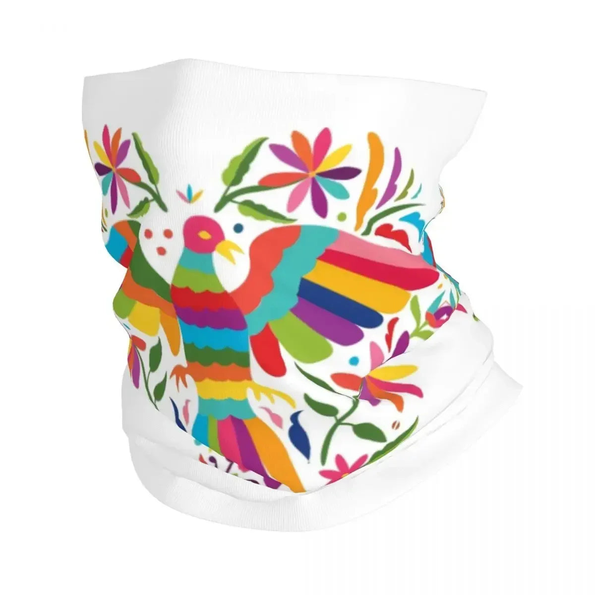 Fashion Mexican Otomi Birds Texture Neck Gaiter Men Women UV Protection Winter Folk Floral Art Bandana Scarf for Ski