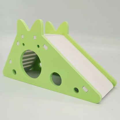 Bird Slide Toy Hamster Hideout House Parrot Cage Accessories Guinea Pig Wooden Cave Slide with Stairs Toy Small Animals Supplies