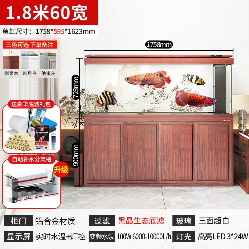 XL ultra-white glass fish tank living room large bottom filter ecological aquarium household arowana tank