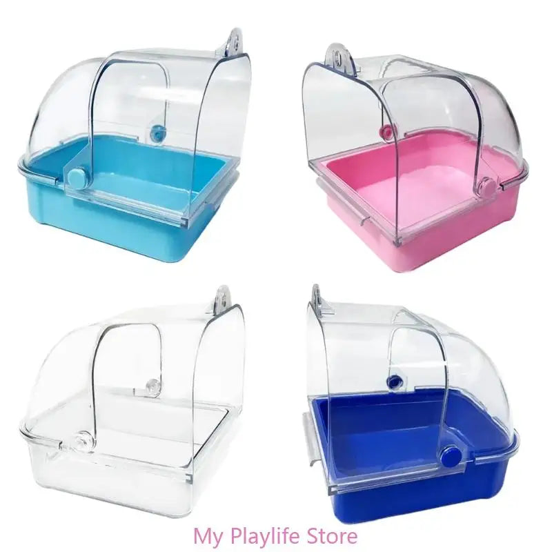 Hanging Bird Bath Tub for Parakeets Bird Cage Bathing Basin Clear Shower Room for Small Birds Birdcage Decoration