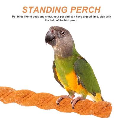 Parrot Claw Grinding Stick Wooden Stick Bird Perching Sand Parakeet Grinding Bar Teeth Bite Toy Pet Bird Chew Toy Parrot Cage