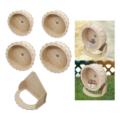 Hamster Wooden Running Wheel Toys Exercise Wheel for Cage Quiet for Kitten Chinchilla Gerbils Dwarf Hamster Other Small Animals