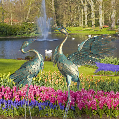 Metal Crane Statue Garden Decor, Bird Garden Sculpture & Statues, Outdoor Decoration For Yard Patio Lawn Backyard Pool